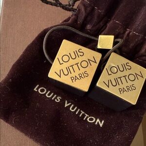 Louis Vuitton Gold and Black Square hair tie